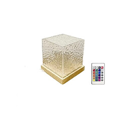 Lampe Led Cube Projecteur d'Ondulation de l'Eau, Socle en Bois, RGB 16 Couleurs, Télécommande, USB