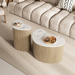Avis STILVORA Table Basse en MDF avec design gigogne 60x37x38+40x25x50 cm, Naturel