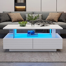 STILVORA Table Basse en acrylique avec LED 100x50x42 cm, Blanc