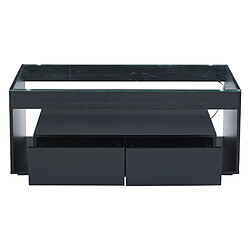 STILVORA Table Basse LED Moderne 16 Couleurs 2 Tiroirs 100x50x40 cm Noir