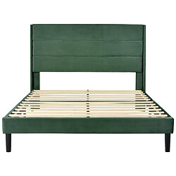 Acheter STILVORA Lit rembourré en velours vert 140×200 cm, tête de lit design & sommier à lattes inclus