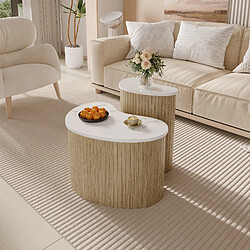 Acheter STILVORA Table Basse en MDF avec design gigogne 60x37x38+40x25x50 cm, Naturel