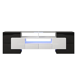 STILVORA Meuble TV en panneau de particules avec LED 200x35x60 cm, Noir