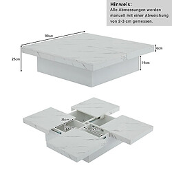 Acheter STILVORA Table Basse en panneau de particules avec 4 tiroirs 90x90x25 cm, Blanc