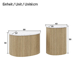 STILVORA Table Basse en MDF avec design gigogne 60x37x38+40x25x50 cm, Naturel pas cher
