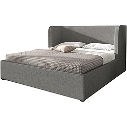 STILVORA Lit coffre rembourré en lin 160×200 cm avec levage hydraulique, larges accoudoirs 57 cm, cadre métal/bois, gris