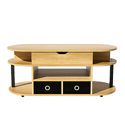 STILVORA Table Basse en panneau de particules avec plateau relevable 105x50x45/60 cm, Noir/Bois