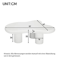 STILVORA Table Basse en MDF avec design en forme de nuage 97x67x32 cm, Blanc pas cher