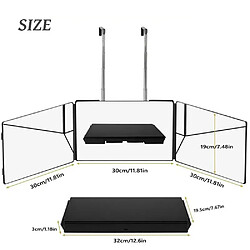 ZMH Miroir De Maquillage 3 Volets Noir Métal Hauteur Réglable Pour Salles De Bains Toilettes