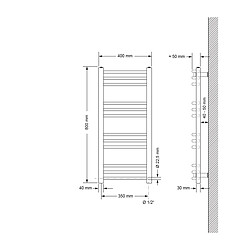 Avis LuxeBath Radiateur électrique courbé résistance 300W raccord latéral au bas noir 40x80 cm
