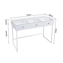 FENCHILIN Coiffeuse Avec Eclairage LED Sans Miroir Blanc 115x 55 cm Meuble De Toilette 3 Tiroirs pas cher