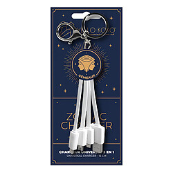 YELLO KOKO Câble USB 3-en-1 Micro-USB / USB-C / Lightning design Porte-Clés Gémeaux Blanc pas cher