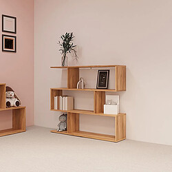 Pegane Bibliothèque Étagère asymétrique basse coloris Chêne Mauvella - Longueur 110 x Hauteur 96,3 x Profondeur 24,6 cm