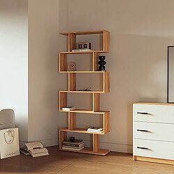 Pegane Bibliothèque Étagère asymétrique haute coloris Chêne Mauvella - Longueur 80 x Hauteur 191 x Profondeur 24,6 cm