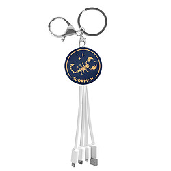 YELLO KOKO Câble USB 3-en-1 Micro-USB / USB-C / Lightning design Porte-Clés Scorpion Blanc