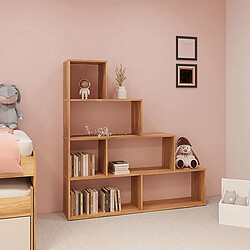 Pegane Bibliothèque Étagère type échelle avec 4 étagères coloris Chêne Mauvella - Longueur 145 x Hauteur 143 x Profondeur 28 cm
