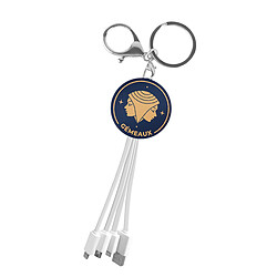 YELLO KOKO Câble USB 3-en-1 Micro-USB / USB-C / Lightning design Porte-Clés Gémeaux Blanc