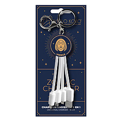 YELLO KOKO Câble USB 3-en-1 Micro-USB / USB-C / Lightning design Porte-Clés Vierge Blanc pas cher