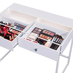 FENCHILIN Coiffeuse Avec Eclairage LED Sans Miroir Blanc 100x55 cm Meuble De Toilette 2 Tiroirs