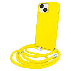 Moxie Coque pour iPhone 14 en TPU Premium Color Lace avec Cordon Tour de Cou Jaune