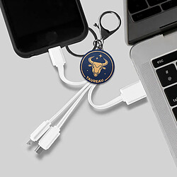 Acheter YELLO KOKO Câble USB 3-en-1 Micro-USB / USB-C / Lightning design Porte-Clés Taureau Blanc