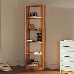 Pegane Bibliothèque 5 étagères coloris Beige/chêne Mauvella - Longueur 52 x Hauteur 178 x Profondeur 24,5 cm