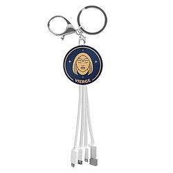 YELLO KOKO Câble USB 3-en-1 Micro-USB / USB-C / Lightning design Porte-Clés Vierge Blanc