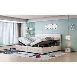 OKWISH Lit Coffre Double 180x200 cm - Lit Moderne avec Coffre de Rangement Intégré - MDF - Sans Matelas