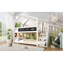 OKWISH Avec Cheminée et Rangement Pratique - Bois Massif - Sans Matelas