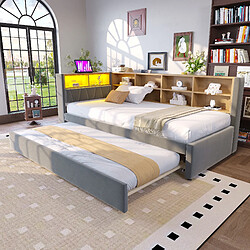 OKWISH Avec LED et multiples rangements - Flanelle - Sans Matelas