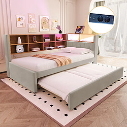 OKWISH Avec rangements multiples et port USB - Flanelle - Sans Matelas