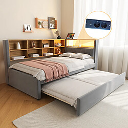 OKWISH Avec rangements multiples et port USB - Flanelle - Sans Matelas