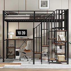 OKWISH Avec étagères et bureau - Métal - Sans Matelas