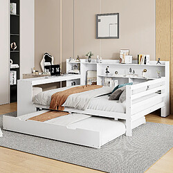 OKWISH Avec lit coulissant et bureau - Pin - Sans Matelas