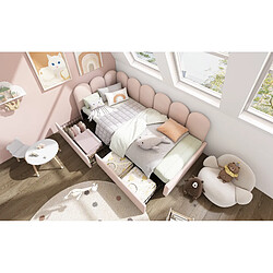 OKWISH Avec Tiroirs et Tissu Velours - Cadre à Lattes - Sans Matelas