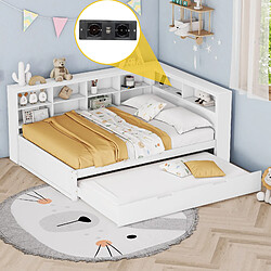 OKWISH Lit Gigogne 140x200 cm avec Tiroirs et Rangement - Bois Massif - Sans Matelas