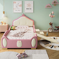 OKWISH Avec toboggan et protection anti-chute, design couronne - PU et Bois - Sans Matelas