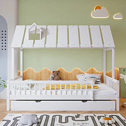 OKWISH Lit enfant avec trois côtés en maille - Pin et MDF - Sans Matelas