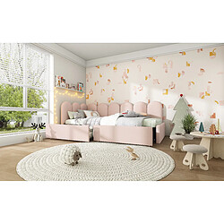 OKWISH Avec Tiroirs et Tissu Velours - Cadre à Lattes - Sans Matelas