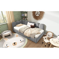 OKWISH Élégant en Velours Gris - Sans Matelas