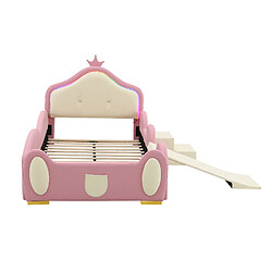 OKWISH Avec toboggan et protection anti-chute, design couronne - PU et Bois - Sans Matelas pas cher