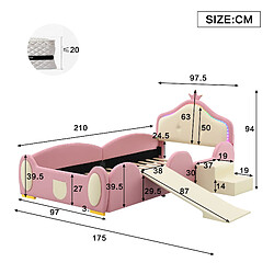 Acheter OKWISH Avec toboggan et protection anti-chute, design couronne - PU et Bois - Sans Matelas