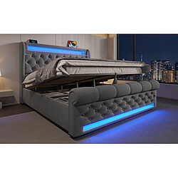 OKWISH Avec Éclairage LED et Rangement - Velours - Avec Matelas