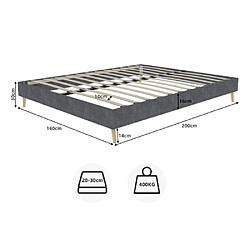 Avis modfu Lit adulte 140x200 cm, sommier bas, en tissu, gris