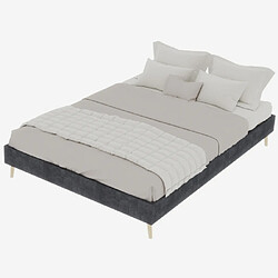 Acheter modfu Lit adulte 140x200 cm, sommier bas, en tissu, gris