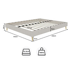 Avis modfu Lit adulte 140x200 cm, en tissu, beige