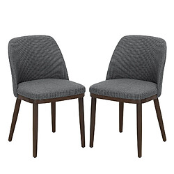 Smartue Lot de 2 Chaises de Salle à Manger – Chaises Design Confortables en Tissu avec Pieds en Bois Massif, Idéales pour Salon, Cuisine ou Salle à Manger - Gris