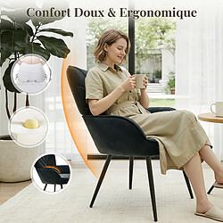 Smartue Chaise Moderne à Motif Feuille - Design Simple et Naturel - Chaise polyvalente salon et bureau, noir