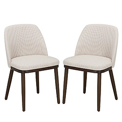 Smartue Lot de 2 Chaises de Salle à Manger – Chaises Design Confortables en Tissu avec Pieds en Bois Massif, Idéales pour Salon, Cuisine ou Salle à Manger - Beige