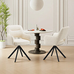 Avis Smartue Lot 2 Chaises Pivotantes Premium Demi-Accoudoirs, Base Métal Haute Stabilité, Beige
